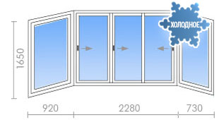 Холодное остекление балкона в П-44, п-образный